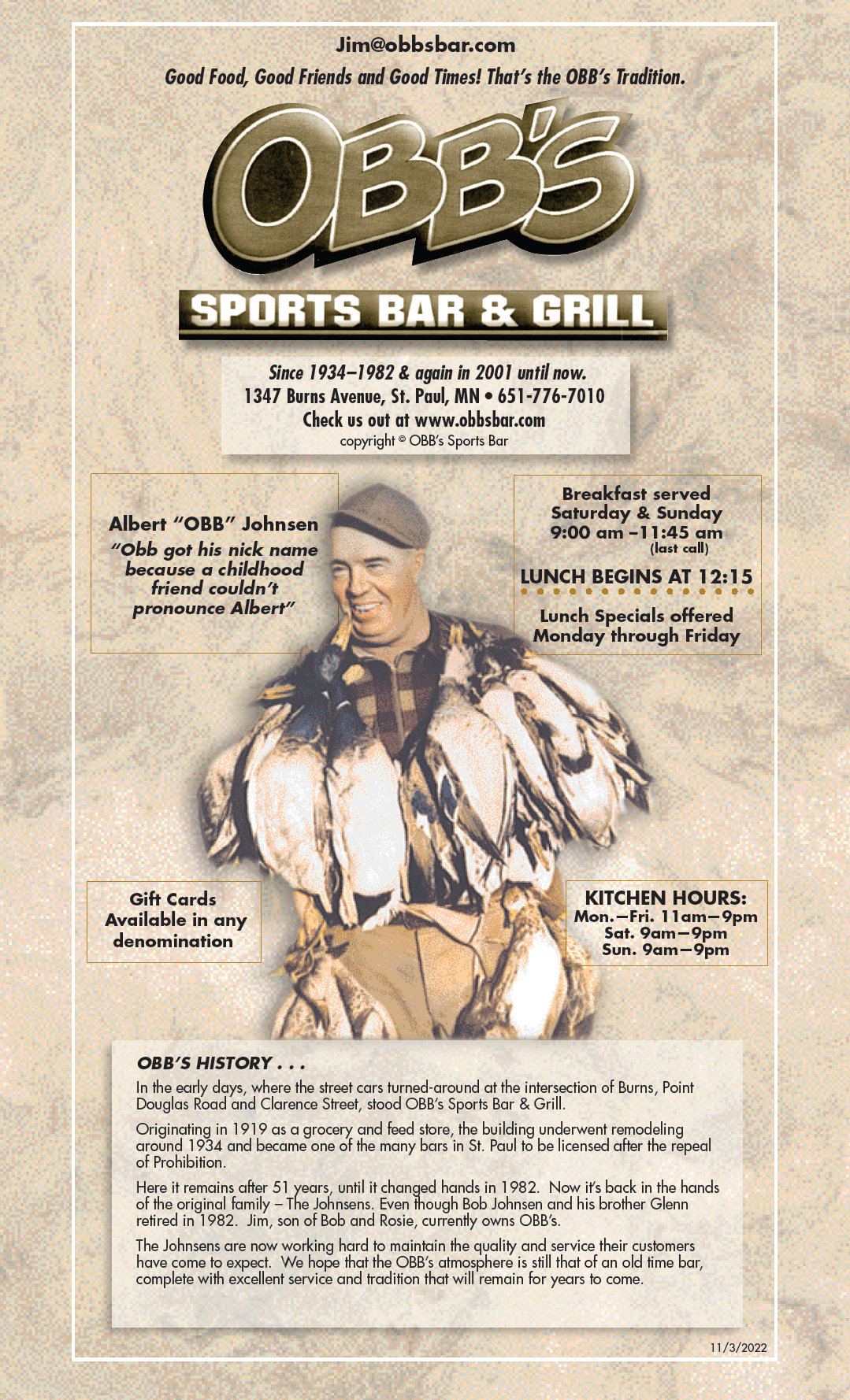 Lunch & Dinner Menu Page 1